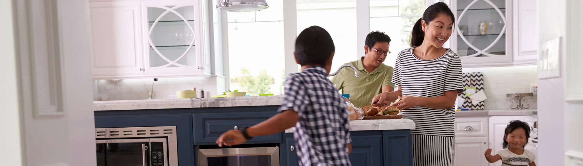 asian family in the kitchen