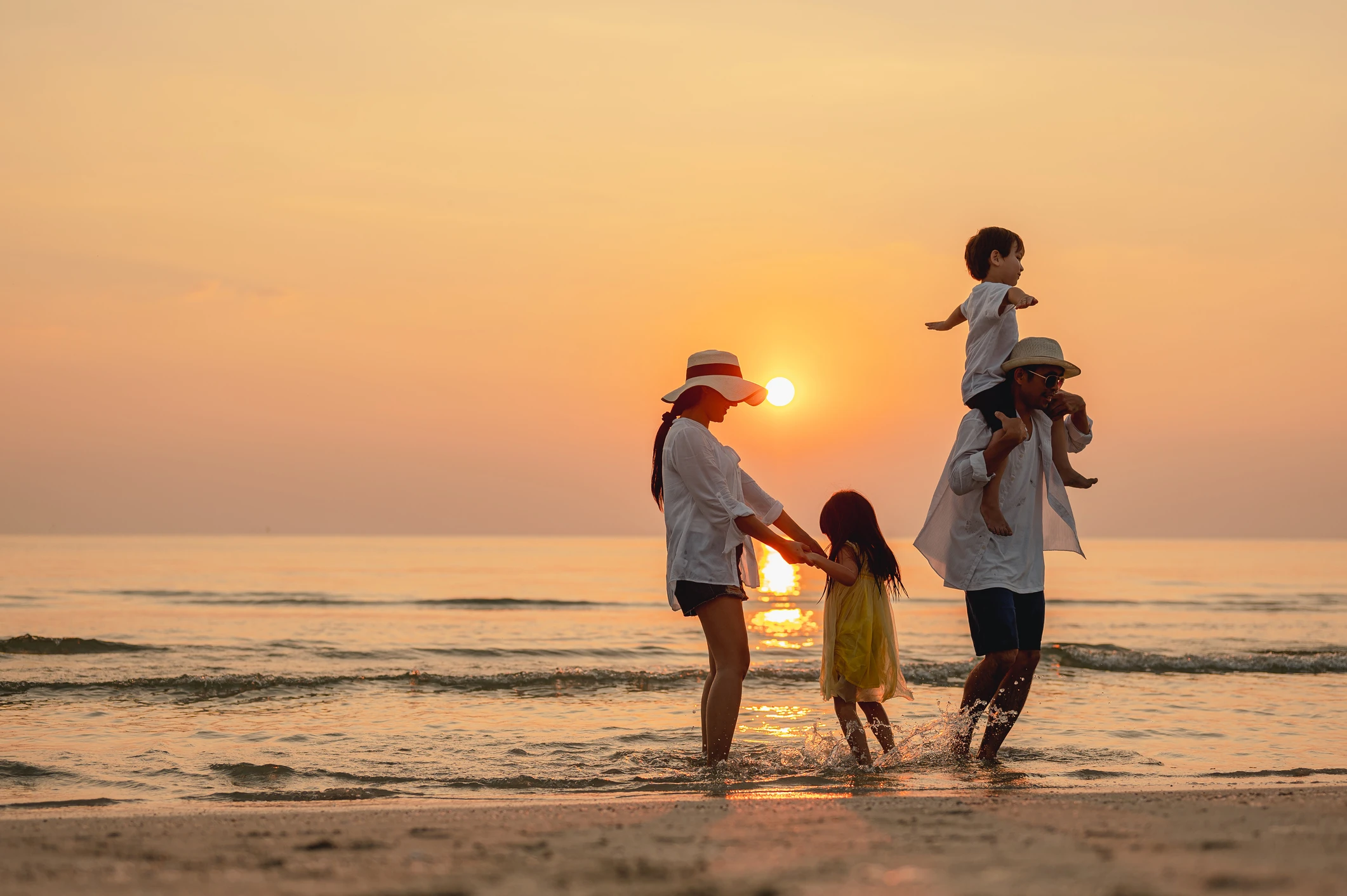 family on beach vacation